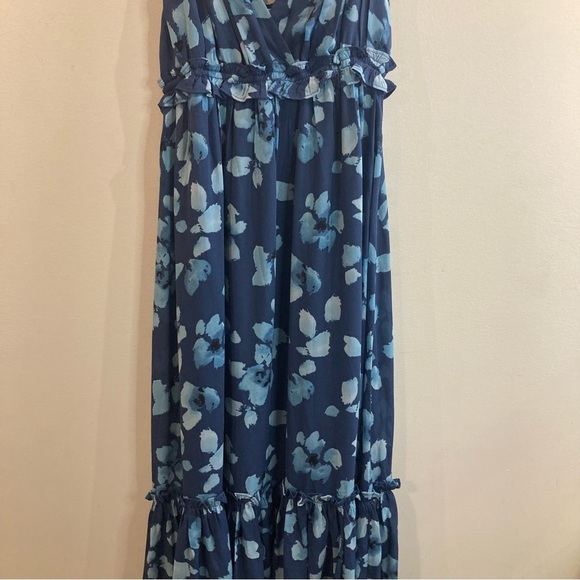 ABERCROMBIE & FITCH Sz S Spaghetti Straps Ruffles Tiered Floral Maxi Dress - Picture 4 of 15